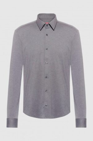 HUGO Meliertes Slim-Fit Hemd ERMO aus Stretch-Jersey grau 016