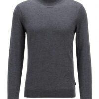 HUGO BOSS Rollkragenpullover MUSSO- P aus extrafeiner italienischer Merinowolle dunkelgrau 061