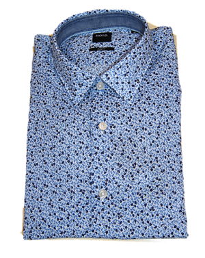 HUGO BOSS Slim-Fit Hemd Ronni_53F aus Baumwolle mit exklusivem Print blau 402