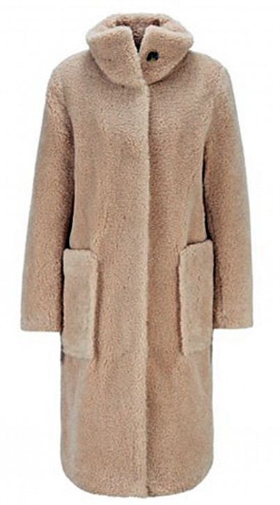 HUGO BOSS Langer Relaxed-Fit Teddy-Mantel C_Cetedy mit Stehkragen hellbeige 277 HUGO BOSS Langer Relaxed-Fit Teddy-Mantel C_Cetedy mit Stehkragen hellbeige 277