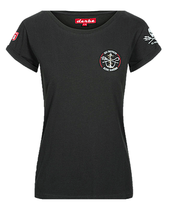 DERBE Sea Shepherd Hasel Black Damen Shirt Schwarz DERBE Sea Shepherd Hasel Black Damen Shirt Schwarz