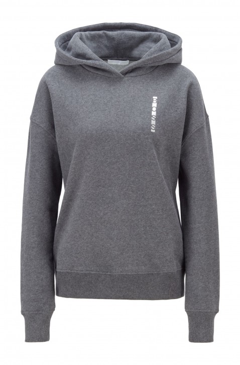 HUGO BOSS Kapuzen-Sweatshirt Eriva1 aus Baumwoll-Mix mit Logo-Print Farbe grau 017 HUGO BOSS Kapuzen-Sweatshirt Eriva1 aus Baumwoll-Mix mit Logo-Print Farbe grau 017