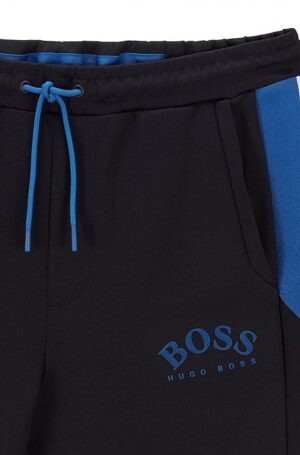 HUGO BOSS Slim-Fit Jogginghose HADIKO aus Baumwoll-Mix mit Colour-Block-Einsatz schwarz 001