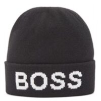HUGO BOSS Mütze MIC_BB mit Logo-Intarsie und Umschlag Farbe schwarz 001 HUGO BOSS Mütze MIC_BB mit Logo-Intarsie und Umschlag Farbe schwarz 001