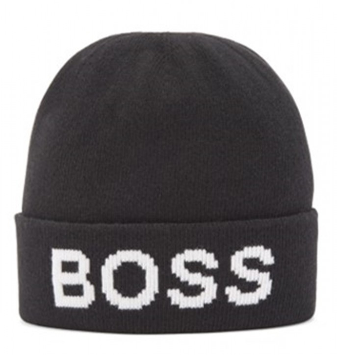 HUGO BOSS Mütze MIC_BB mit Logo-Intarsie und Umschlag Farbe schwarz 001 HUGO BOSS Mütze MIC_BB mit Logo-Intarsie und Umschlag Farbe schwarz 001