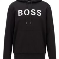HUGO BOSS Kapuzenpullover Seeger 26_BB aus merzerisierter Baumwolle mit gummiertem Logo-Print HUGO BOSS Kapuzenpullover Seeger 26_BB aus merzerisierter Baumwolle mit gummiertem Logo-Print