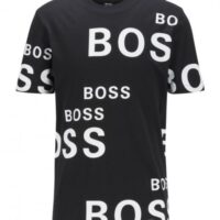 HUGO BOSS T-Shirt Tiburt 181aus Baumwolle mit Allover-Logos  schwarz 001