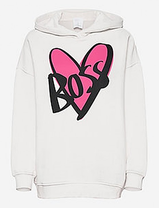 HUGO BOSS Kapuzen Sweatshirt  C_ETHEA aus Baumwoll-Jersey mit Herz Print von JUSTIN TEODORO Farbe wollweiss 118 HUGO BOSS Kapuzen Sweatshirt  C_ETHEA aus Baumwoll-Jersey mit Herz Print von JUSTIN TEODORO Farbe wollweiss 118