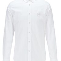 HUGO BOSS Slim-Fit Hemd Mabsoot_1 aus Oxford-Baumwolle mit Logo-Aufnäher aus Jacquard Farbe weiss 100