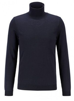 HUGO BOSS Rollkragenpullover MUSSO- P aus extrafeiner italienischer Merinowolle dunkelblau 402
