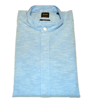 HUGO BOSS Regular-Fit Hemd RACE aus angerauter Baumwolle mit Stehkragen blau 460