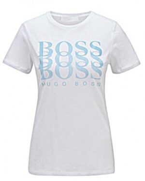 Hugo Boss T-Shirt C_Eloga1 aus Bio-Baumwolle mit Dégradé-Logo weiß 100