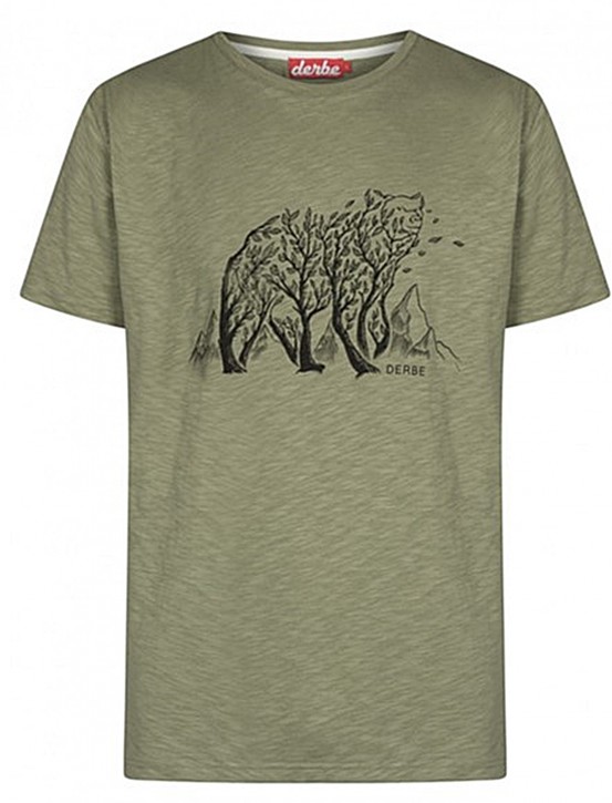 DERBE Herren T-Shirt Der Baum Bär M-04-TS-4015-FLA light olive 055 DERBE Herren T-Shirt Der Baum Bär M-04-TS-4015-FLA light olive 055