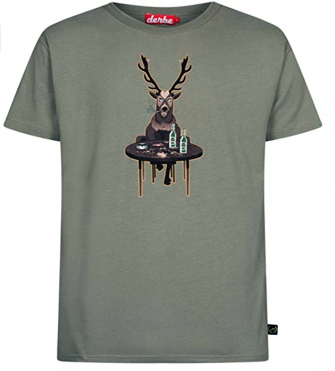 Derbe Wild Hirsch Herren T-Shirt Farbe light oliv 055 Derbe Wild Hirsch Herren T-Shirt Farbe light oliv 055