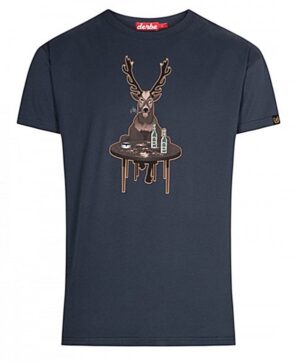 Derbe Wild Hirsch Herren T-Shirt Navy Dunkelblau