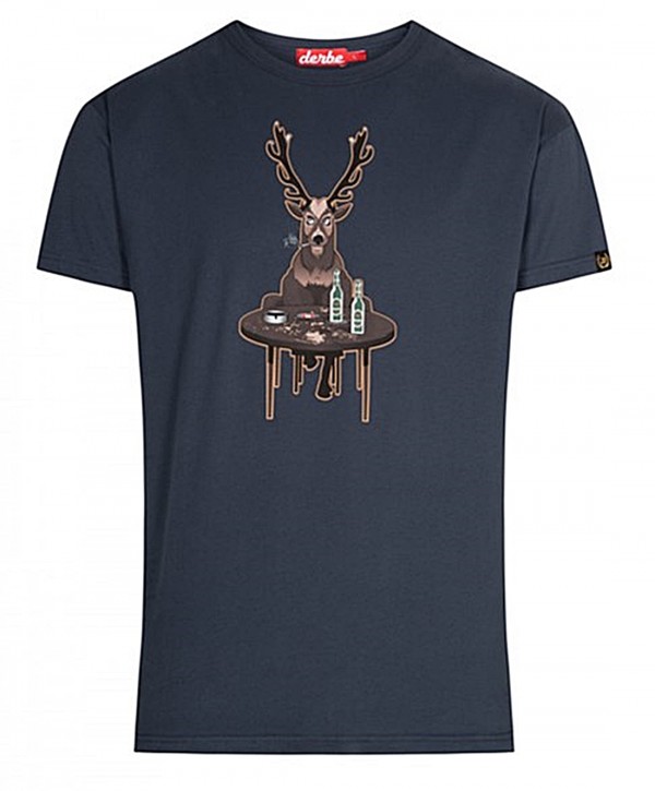 Derbe Wild Hirsch Herren T-Shirt Navy Dunkelblau Derbe Wild Hirsch Herren T-Shirt Navy Dunkelblau