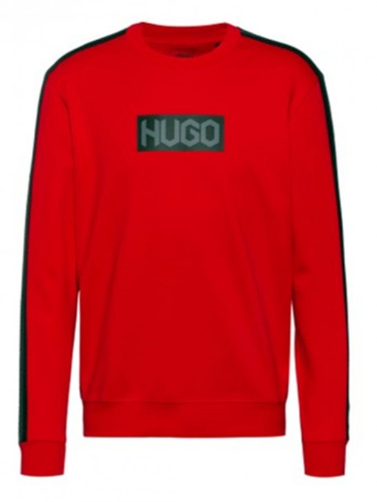 HUGO Baumwoll-Sweatshirt Dubeshi aus French Terry mit Reifenprofil-Logos  rot 693 HUGO Baumwoll-Sweatshirt Dubeshi aus French Terry mit Reifenprofil-Logos  rot 693