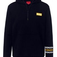 HUGO Kapuzen-Sweatshirt Dozzi aus Baumwolle mit Reifenprofil-Logos  schwarz 001