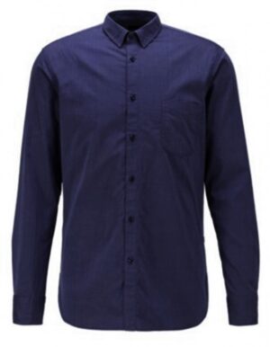 HUGO BOSS Slim-Fit Hemd Magneton_1 aus strukturierter Stretch-Baumwolle Blau 489