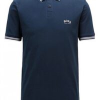 Hugo Boss Poloshirt Paul Curved aus Stretch-Piqué mit geschwungenem Logo blau 427 Hugo Boss Poloshirt Paul Curved aus Stretch-Piqué mit geschwungenem Logo blau 427