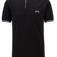 Hugo Boss Poloshirt Paul Curved aus Stretch-Piqué mit geschwungenem Logo schwarz 015