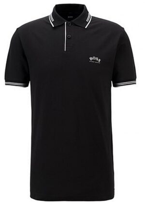 Hugo Boss Poloshirt Paul Curved aus Stretch-Piqué mit geschwungenem Logo schwarz 015