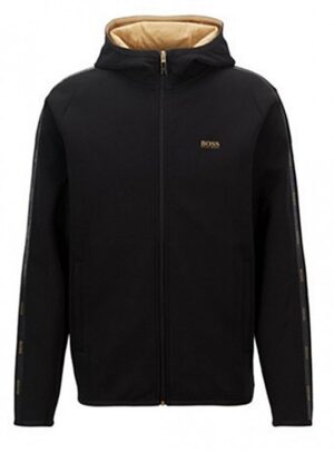 Hugo Boss Kapuzen-Sweatshirt Saggy 2 aus der Gold Capsule  mit Logo-Tape  schwarz