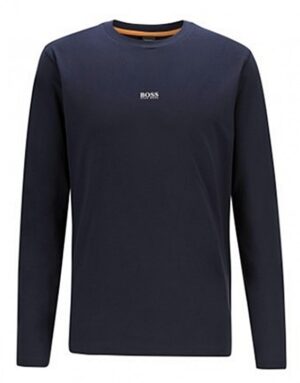 HUGO BOSS Longsleeve TChark aus Stretch-Baumwolle mit fünflagigem Logo dunkelblau 404