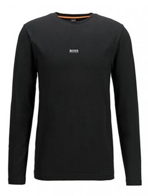 HUGO BOSS Longsleeve TChark aus Stretch-Baumwolle mit fünflagigem Logo schwarz 001