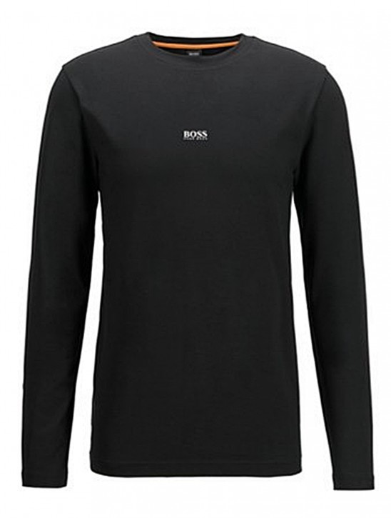 HUGO BOSS Longsleeve TChark aus Stretch-Baumwolle mit fünflagigem Logo schwarz 001 HUGO BOSS Longsleeve TChark aus Stretch-Baumwolle mit fünflagigem Logo schwarz 001