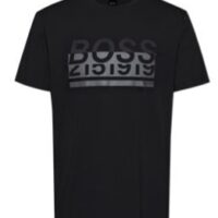 Hugo Boss T-Shirt TEE 2 aus Bio-Baumwolle mit Elasthan-Anteil und Boss Logo-Print schwarz 001