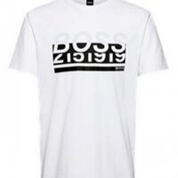 Hugo Boss T-Shirt TEE 2 aus Bio-Baumwolle mit Elasthan-Anteil und Boss Logo-Print weiß 100