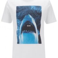 Hugo Boss T-Shirt TNoah 1 aus Baumwoll-Jersey mit Unterwasser-Print weiß 100