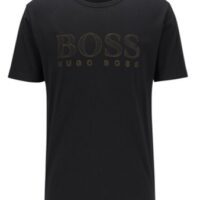 HUGO BOSS T-Shirt Tee Gold 3 aus Baumwolle mit goldfarbenem Logo schwarz 001