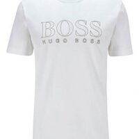 HUGO BOSS T-Shirt Tee Gold 3 aus Baumwolle mit goldfarbenem Logo weiss 100