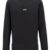 HUGO BOSS Relaxed-Fit Sweatshirt  Weevo 2 aus French Terry mit Kontrast-Logo schwarz 001
