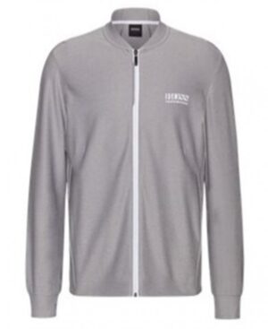 HUGO BOSS Relaxed-Fit Sweatjacke SARIQ mit Reißverschluss und Brust Logo grau 058