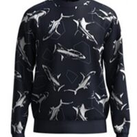 Hugo Boss Sweatshirt  WeBite aus French Terry mit all over Haifish Print blau 404