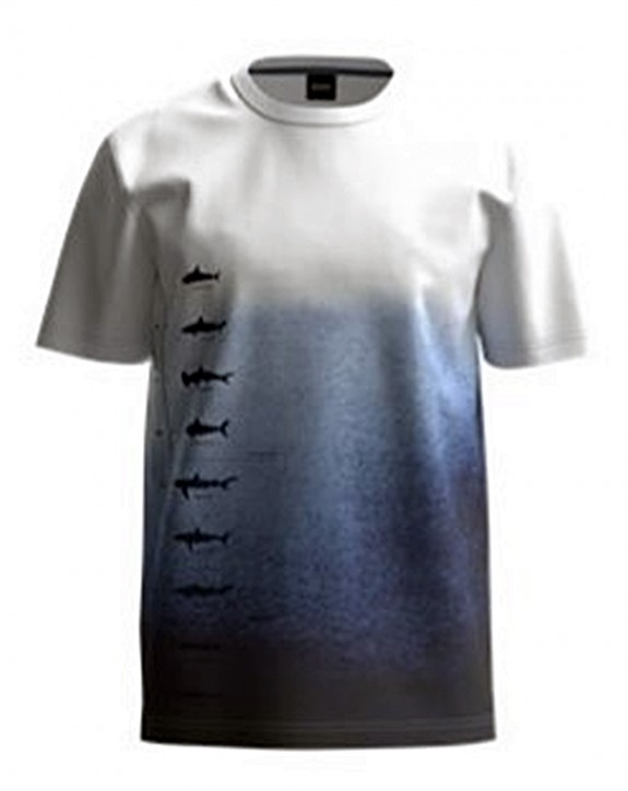 Hugo Boss Relaxed-Fit T-Shirt Tima 4 aus Pima-Baumwolle mit Haifisch Print weiß 100 Hugo Boss Relaxed-Fit T-Shirt Tima 4 aus Pima-Baumwolle mit Haifisch Print weiß 100