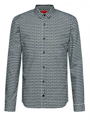 HUGO Extra Slim-Fit Hemd aus Baumwolle mit Reifenprofil-Logos schwarz 001