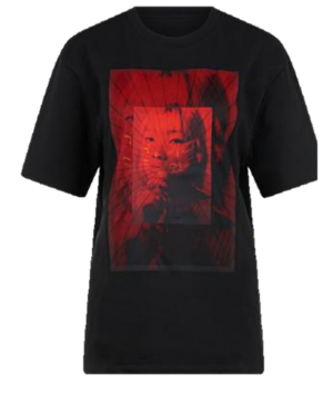 HUGO Herren T-Shirt Duzuki aus Baumwolle mit hochwertigem Artwork Aufdruck schwarz 001