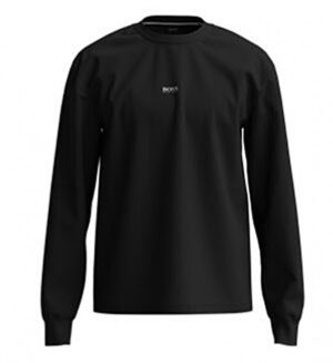 HUGO Relaxed-Fit Longsleeve mit Pima-Baumwolle mit Haifischkiefer-Print am Ellenbogen schwarz 001