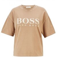 Hugo Boss T-Shirt C_Evina_Active aus Bio-Baumwolle mit Logo hellbraun 237