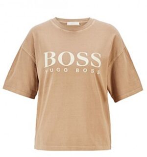 Hugo Boss T-Shirt C_Evina_Active aus Bio-Baumwolle mit Logo hellbraun 237
