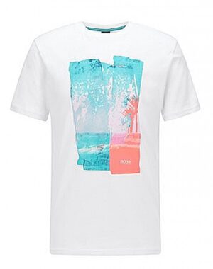 Hugo Boss T-Shirt Tepastel aus Baumwoll-Jersey mit Rundhalsausschnitt und Foto-Print weiss 100