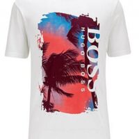 Hugo Boss T-Shirt Tsummery aus Pima-Baumwolle mit Rundhalsausschnitt und Foto-Print weiss 102