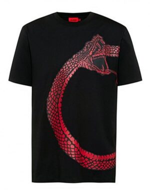 Hugo Boss T-Shirt  Dagroni aus Bio-Baumwolle mit Schlangen-Artwork  schwarz 001