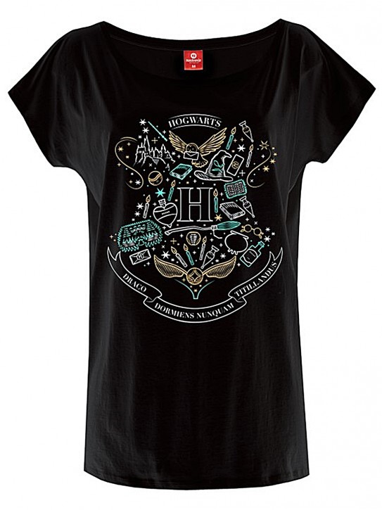 HARRY POTTER Hogwarts Shield Loose Shirt female black HARRY POTTER Hogwarts Shield Loose Shirt female black