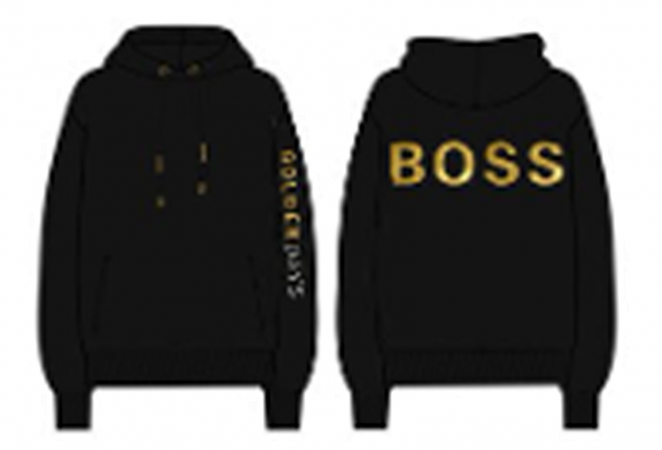 Hugo Boss Damen Kapuzenpulli C_Eustice_Gold mit Goldbuchstaben am Arm schwarz 001 Hugo Boss Damen Kapuzenpulli C_Eustice_Gold mit Goldbuchstaben am Arm schwarz 001