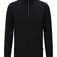 Hugo Boss  Pullover Madan aus Schurwolle mit Einsatz schwarz-001 Hugo Boss  Pullover Madan aus Schurwolle mit Einsatz schwarz-001